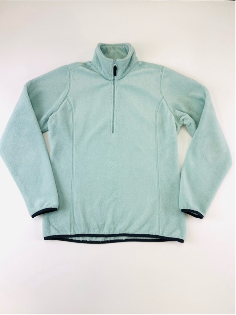 Helly Hansen Women Mint Green Polar Fleece Pullover Size M Half Zip Cozy Outdoor